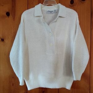 Donagain Half-Button Up Metallic Knit Sweater